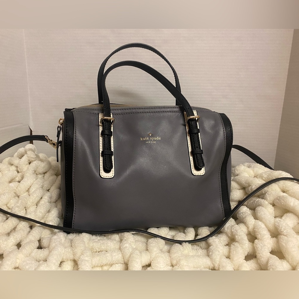 kate spade Gray and Black Sophisticated Leather Bedford Satchel
